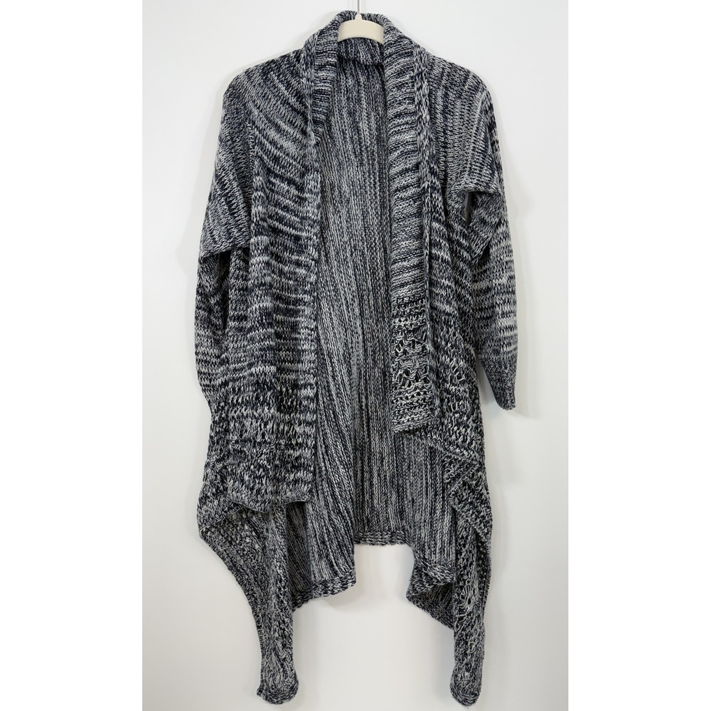Unbranded Space Dye Knit Cardigan Sweater OS Womens Open Front Draped Shawl Gray